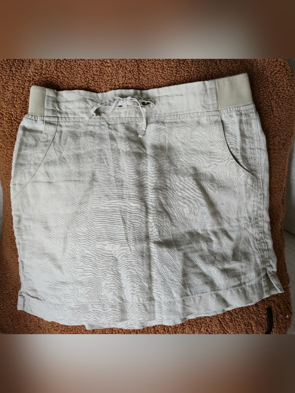ATHLETA 100% Linen Skirt 4 Athleisure Pool Casual Travel Natural French Girl